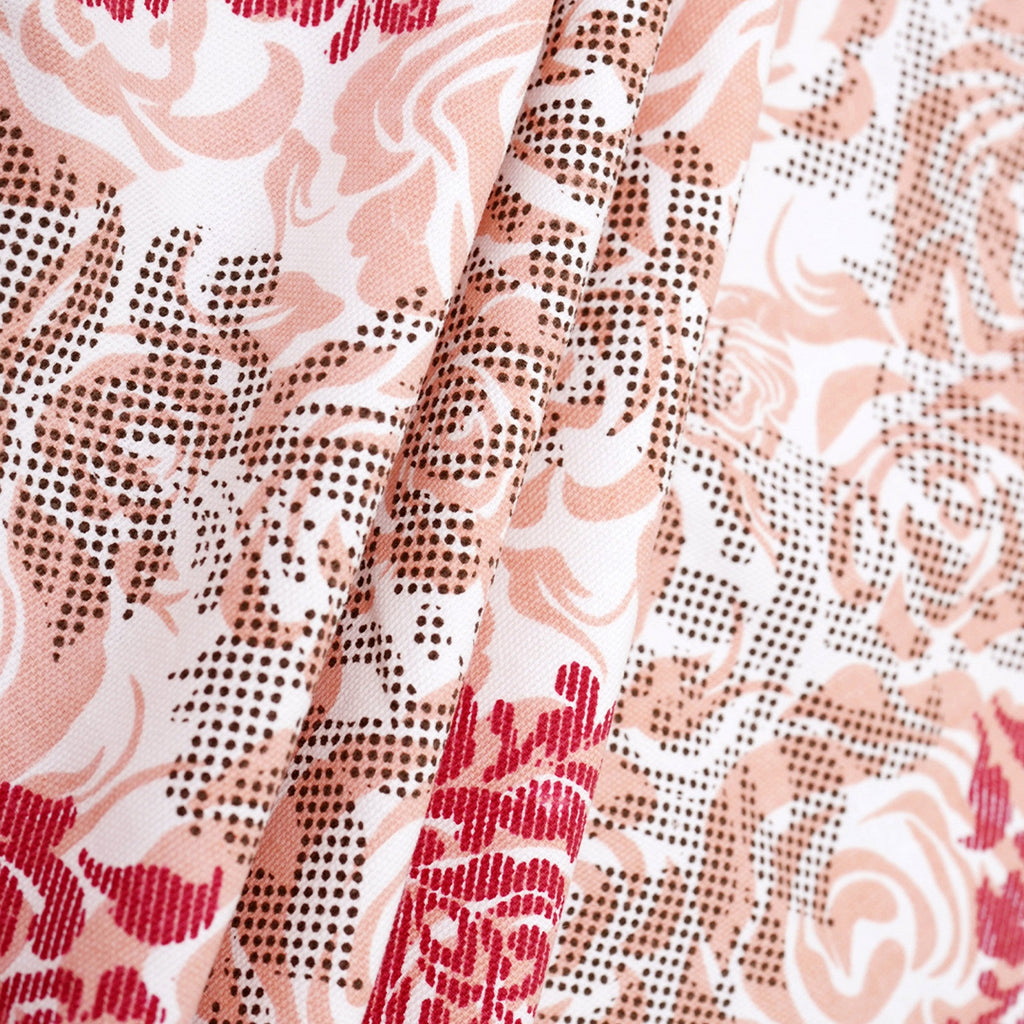 Premium Cotton Motif Beige Rectangular 6 Seater Table Cover