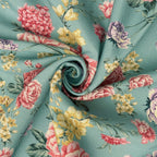 Floral Printed Dining Table Cover - Aqua Green Multicolor