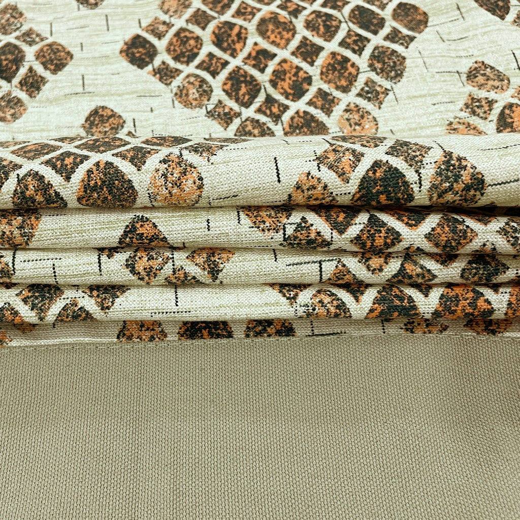 Premium Cotton Geometric Green & Brown Rectangular 8 Seater Table Cover