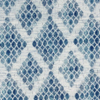 Premium Cotton Geometric White & Blue Rectangular 8 Seater Table Cover