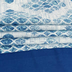 Premium Cotton Geometric White & Blue Rectangular 8 Seater Table Cover