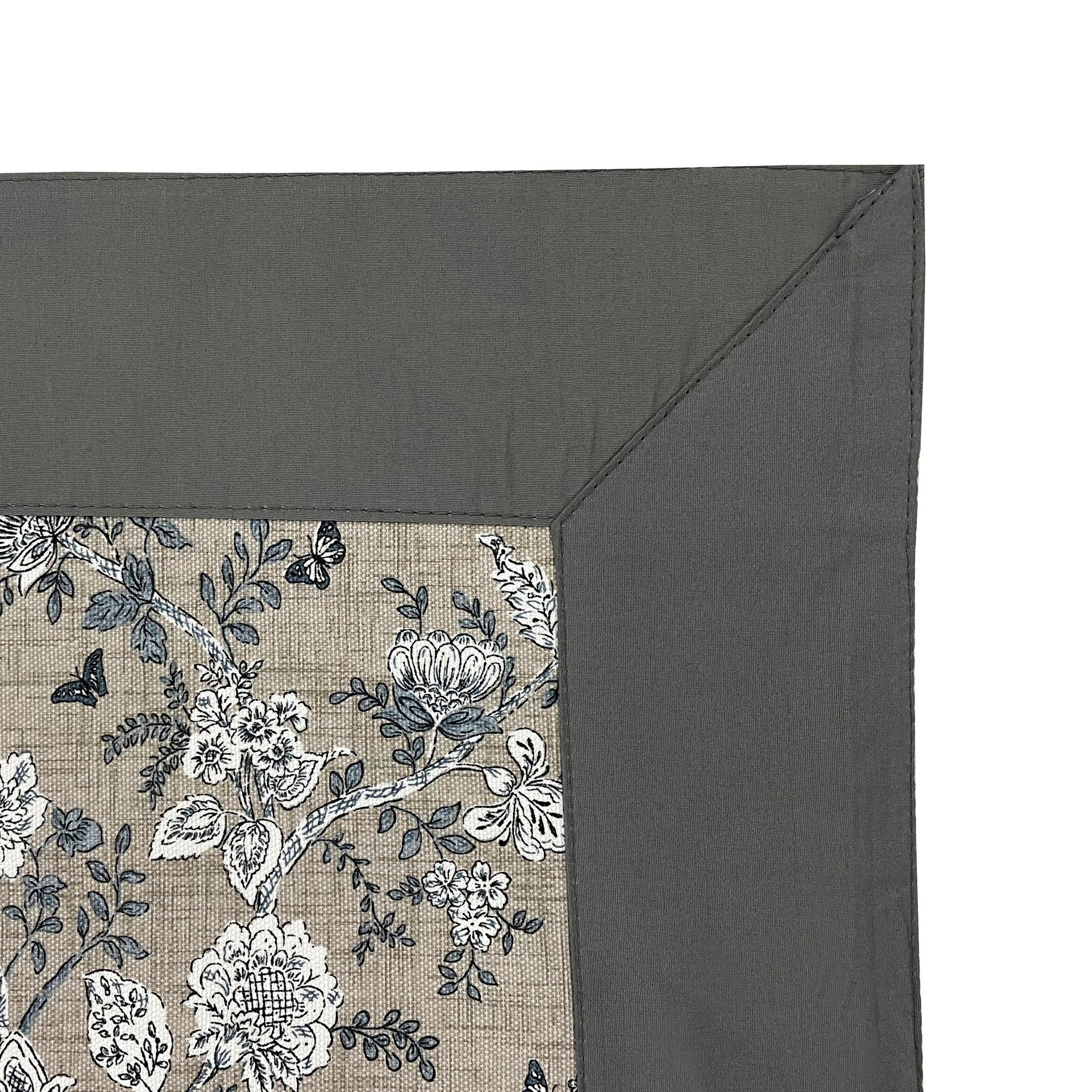 Premium Cotton Floral Grey Rectangular 8 Seater Table Cover