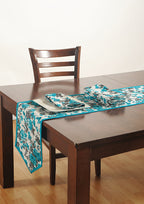 Premium Cotton Printed Teal Round 6 Seater Table Cover