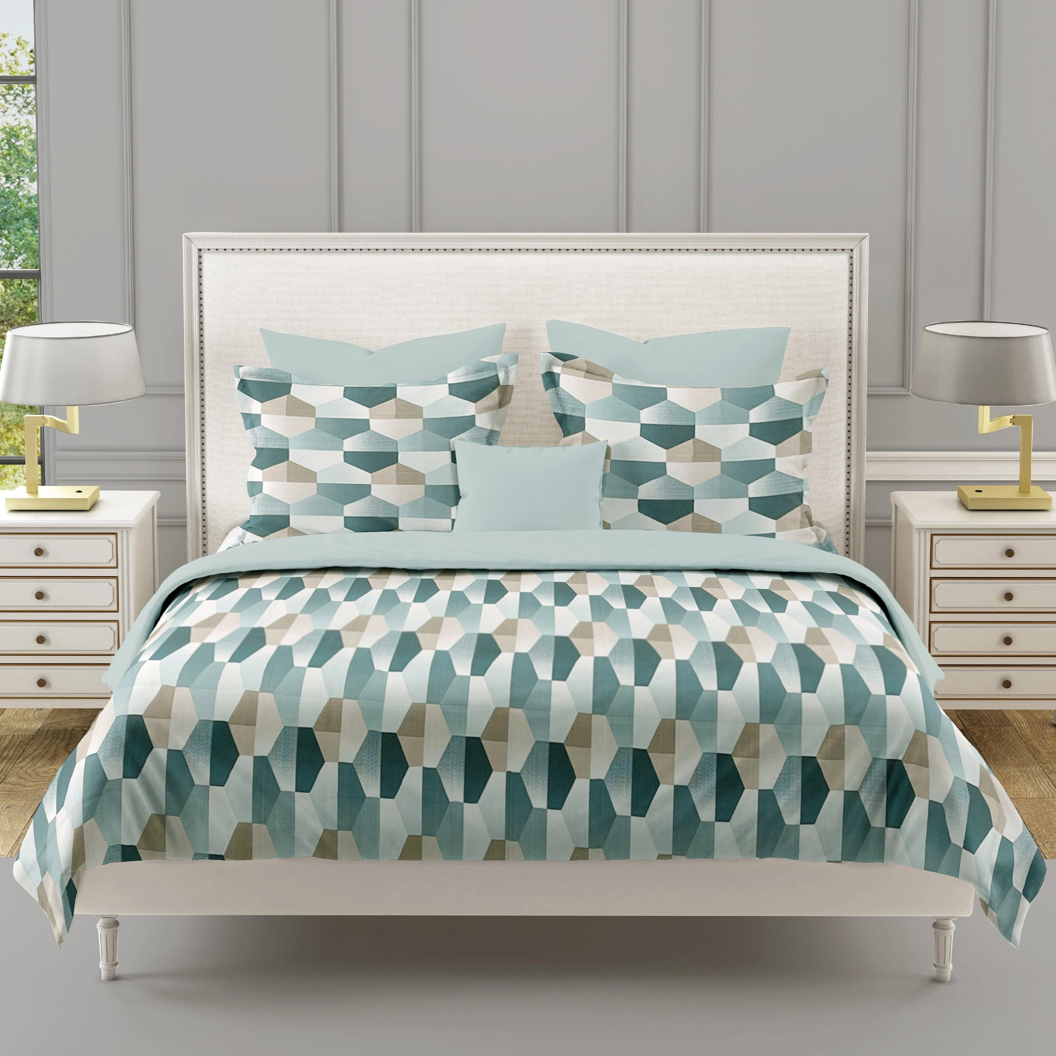 Modern Cotton Geometric Green Single AC Quilt