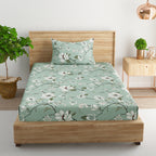 Aqua Spring - 210TC Pure Cotton Single Fitted Bedsheet (36 x 78 x 10 Inches)