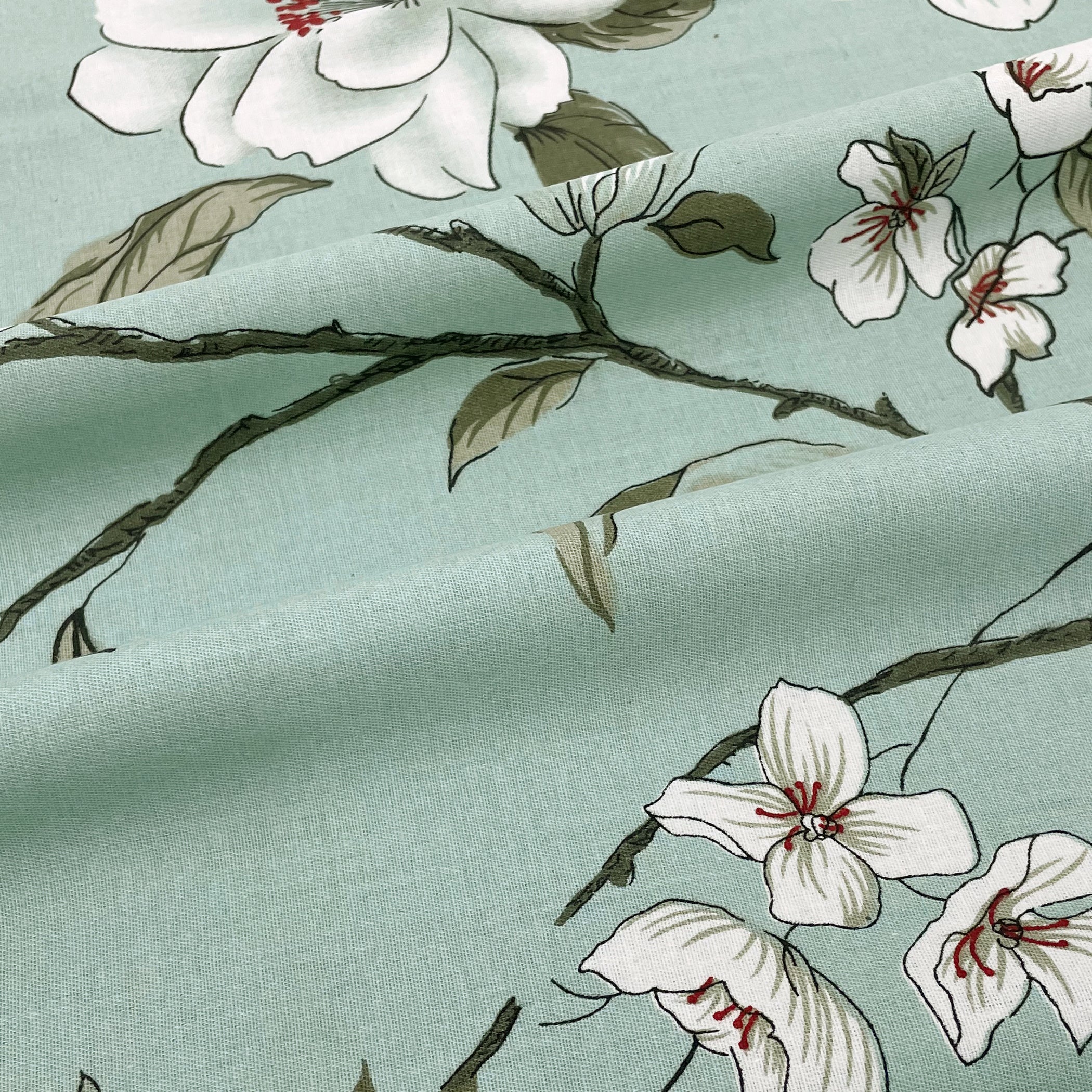 Aqua Spring - 210TC Pure Cotton Single Fitted Bedsheet (36 x 78 x 10 Inches)