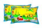 Kids Single Bedsheet – Cartoon Cars & Airplane Adventure Theme Aqua Blue Color with 2 Pillow Covers