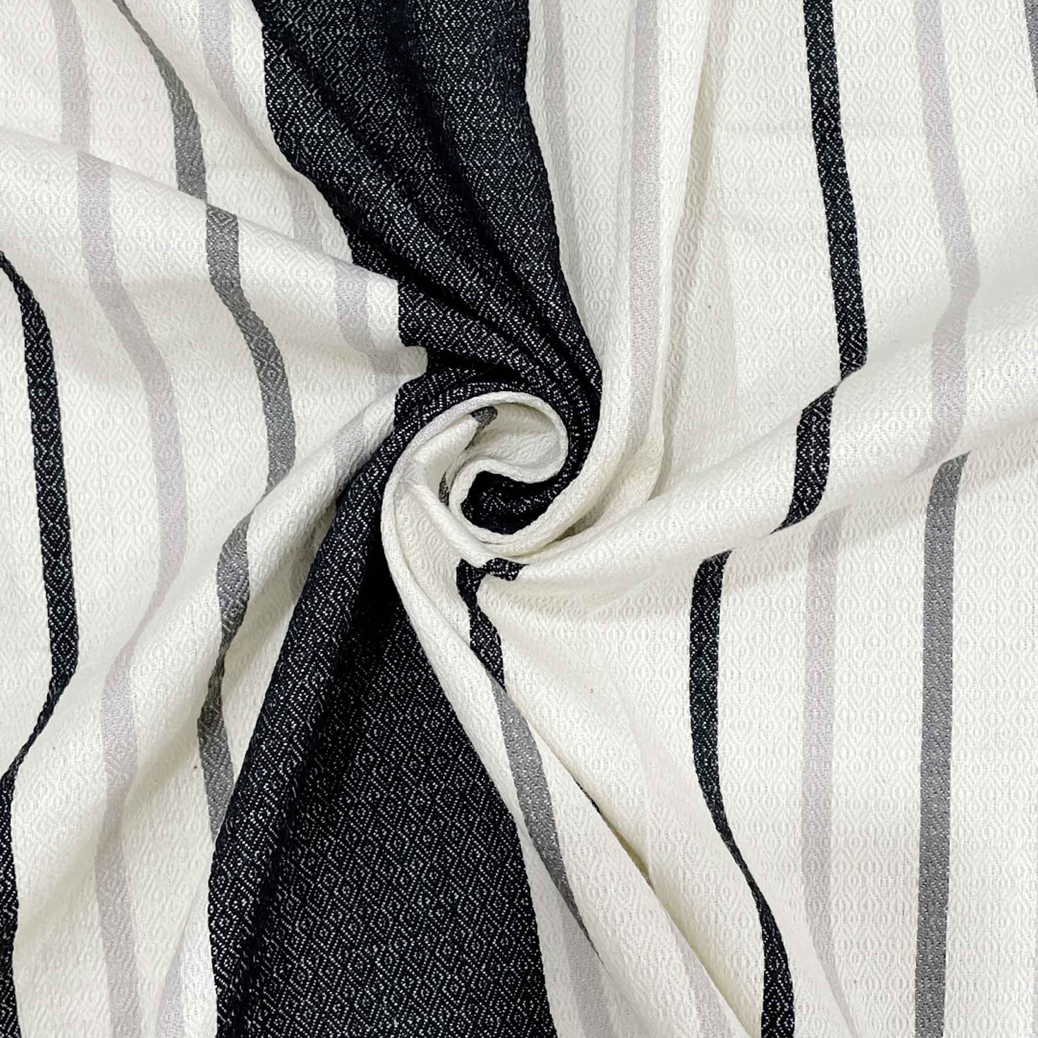 Monochrome Elegance - Yarn-Dyed Striped Single Fitted Bedsheet (36 x 90 x 10 Inches)