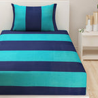 Coastal Current - Yarn-Dyed Turquoise Stripe Single Fitted Bedsheet (36 x 78 x 10 Inches)