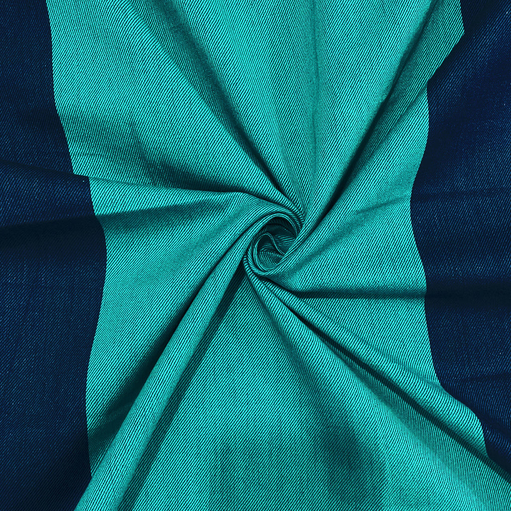 Coastal Current - Yarn-Dyed Turquoise Stripe Single Fitted Bedsheet (36 x 78 x 10 Inches)