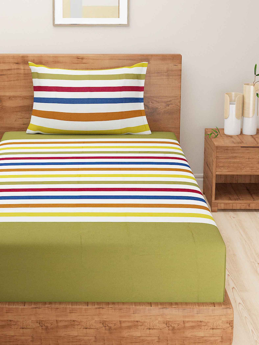 Spring Stripes - Yarn-Dyed Vibrant Single Bedsheet (60x90 Inches)