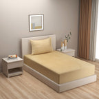 Beige Chevron Single Bedsheet with 1 Pillow Cover - Minimal Everyday Style (60x90 inches)