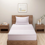 Soft Lavender Striped Single Bedsheet with 2 Pillow Covers 200TC - Minimal & Elegant Design (60x90 inches)