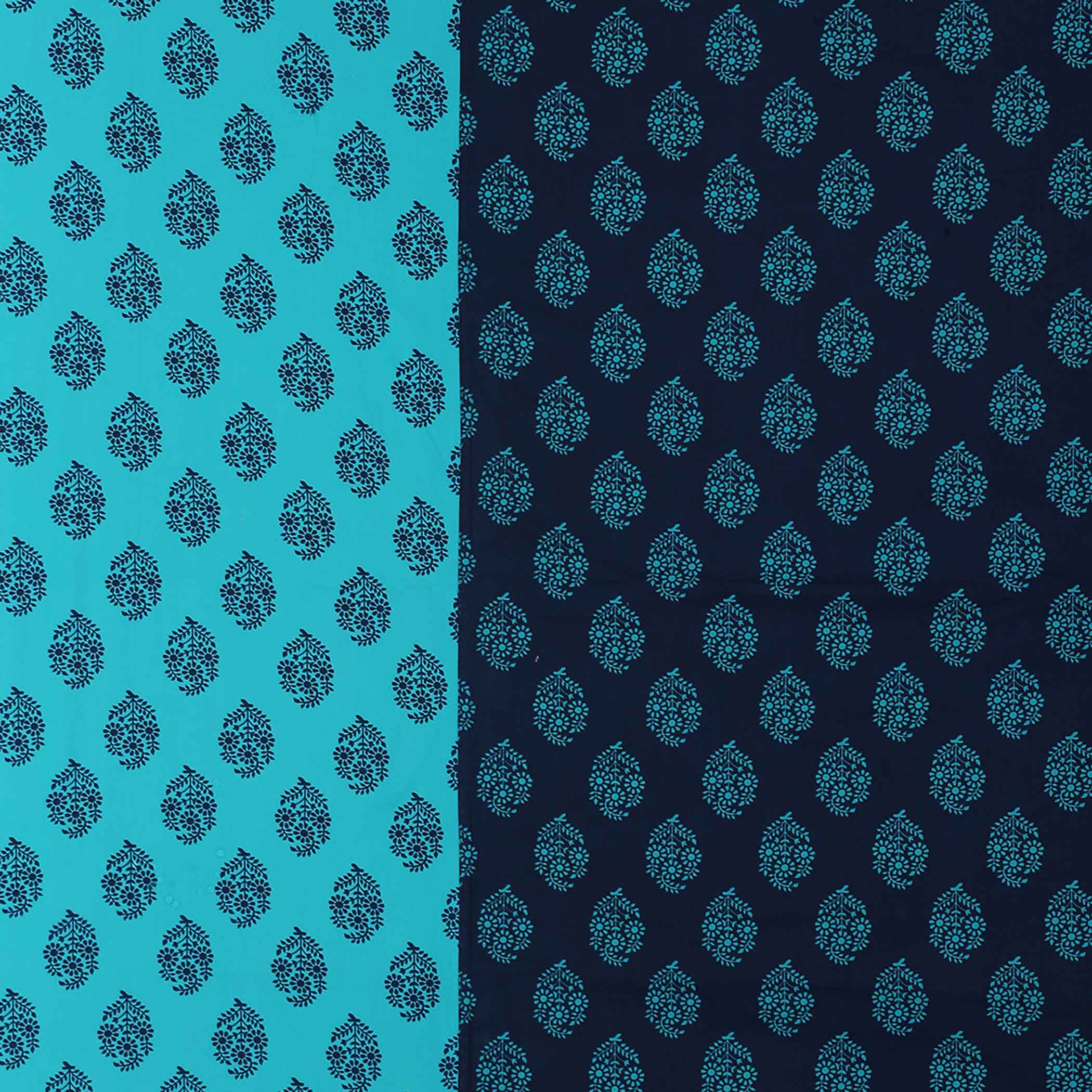 Indigo Oasis - Traditional Buti 200TC Cotton Single Bedsheet (60x90 Inches)