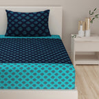 Indigo Oasis - Traditional Buti 200TC Cotton Single Bedsheet (60x90 Inches)