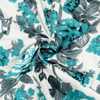 Teal Bloom - Floral 200TC Cotton multi colour Single Bedsheet (60x90 Inches)