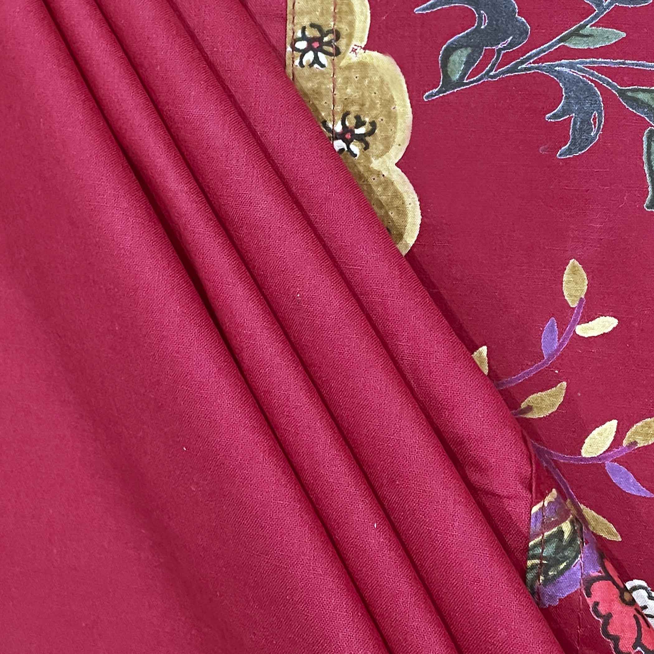 Paisleys in Crimson Garden - 200TC Cotton Single Bedsheet (60x90 Inches)