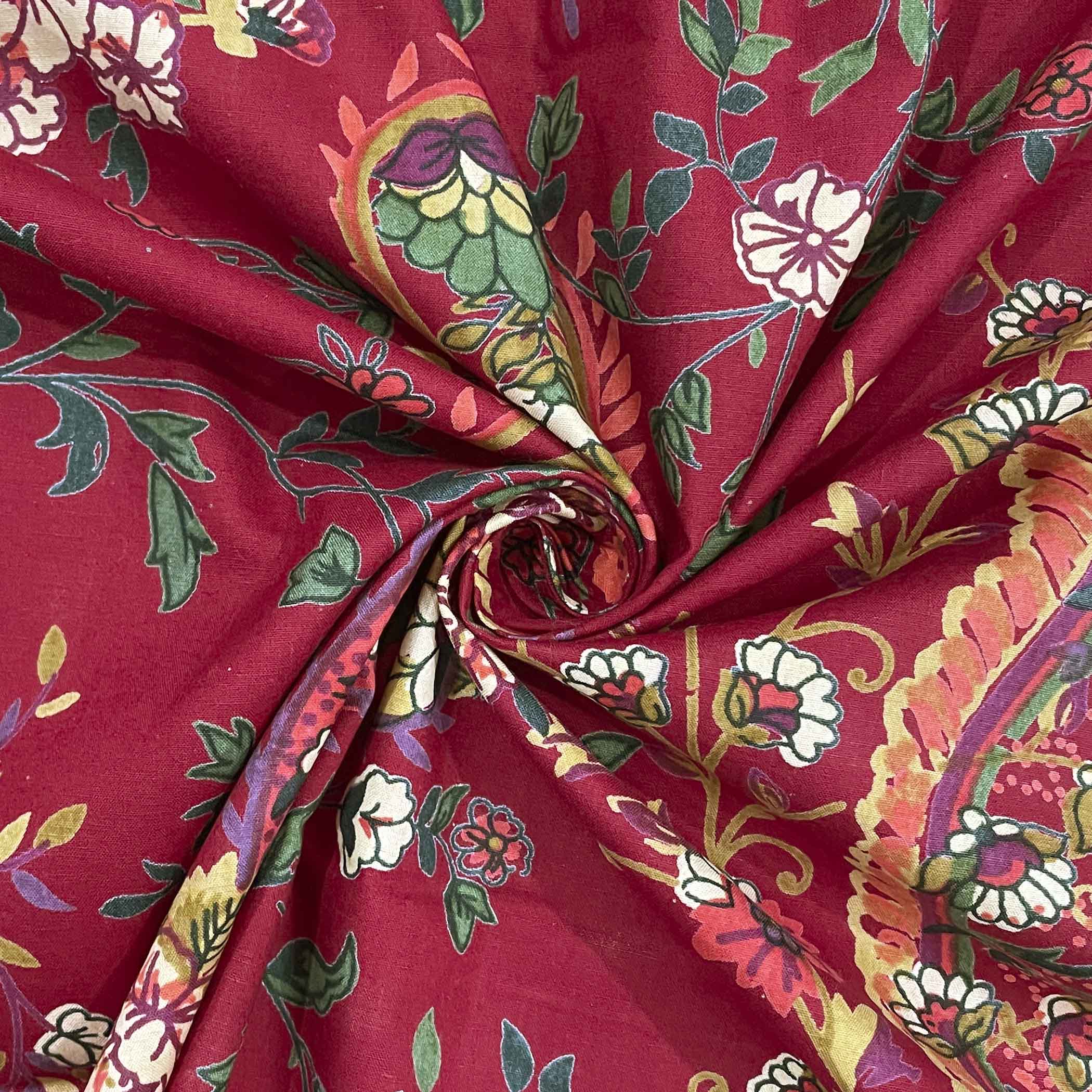 Floral Printed Maroon Extra Large Cushion Covers - Set of 2