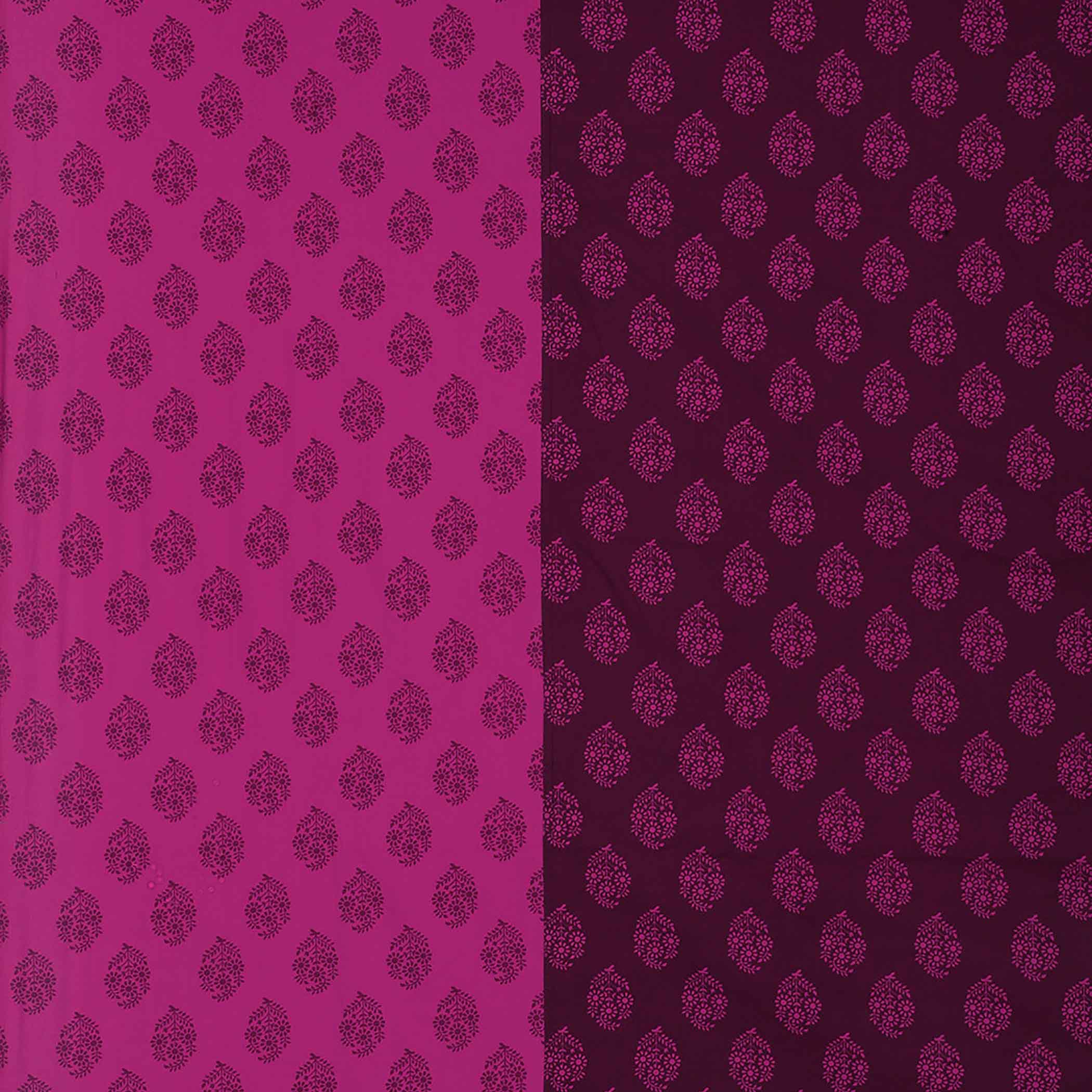Magenta Mirage - Ethnic Buti 200TC Cotton Single Bedsheet (60x90 Inches)