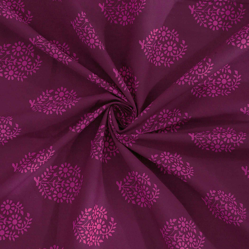 Magenta Mirage - Ethnic Buti 200TC Cotton Single Bedsheet (60x90 Inches)