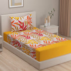 Shades of Autumn - Abstract Floral 200TC Cotton Single Bedsheet (60x90 Inches)