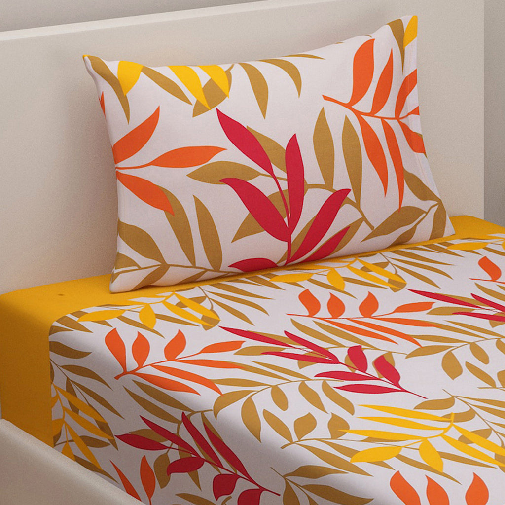 Shades of Autumn - Abstract Floral 200TC Cotton Single Bedsheet (60x90 Inches)