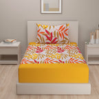 Shades of Autumn - Abstract Floral 200TC Cotton Single Bedsheet (60x90 Inches)