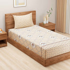 Peach Parlor Paisley - European Elegance 144TC Roto Cotton Single Bedsheet (60x90 Inches)