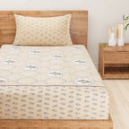 Peach Parlor Paisley - European Elegance 144TC Roto Cotton Single Bedsheet (60x90 Inches)