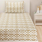 Honeyed Hexagon - Regal 144TC Cotton in Earthy Brown Single Bedsheet (60x90 Inches)