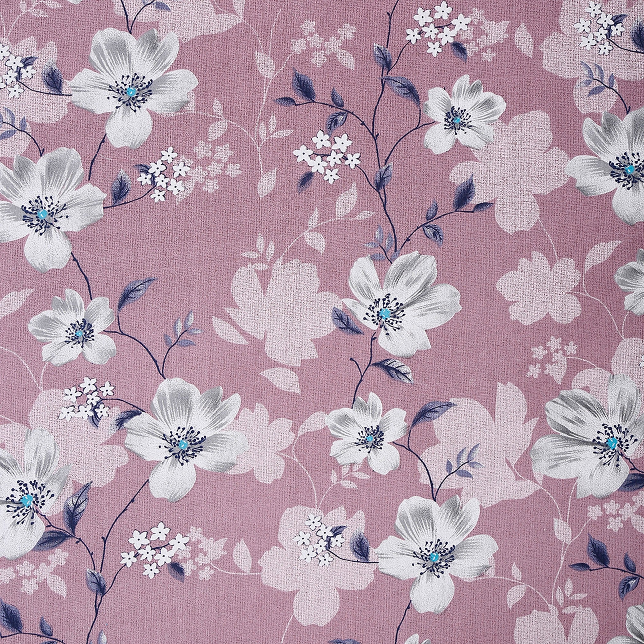 Pink Floral Single Bedsheet with 2 Pillow Covers 144TC - Soft & Elegant Print (60x90 inches)