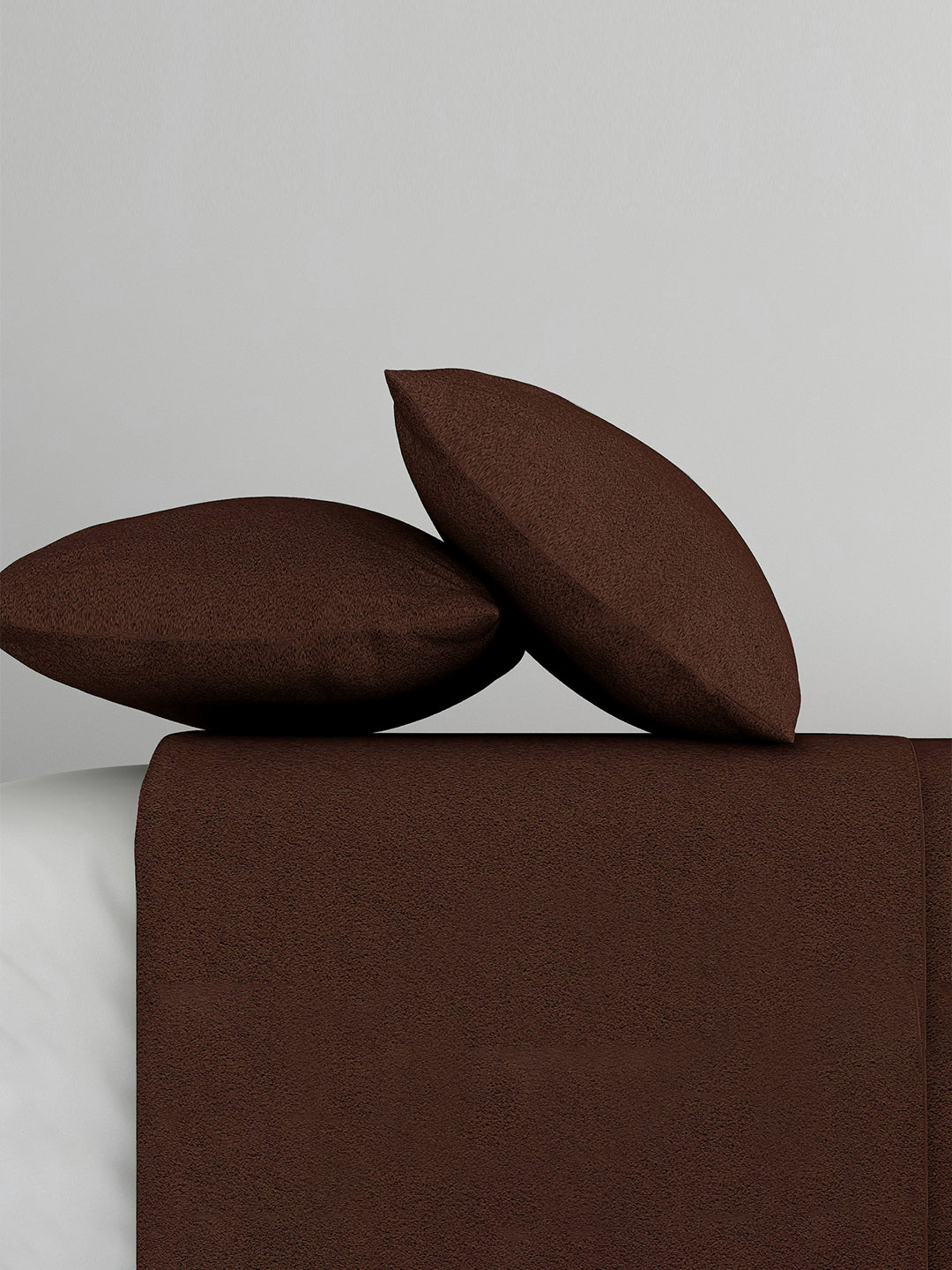 Solid Brown Thermal Single Bedsheet with Matching Pillow Cover (60x90 inches)