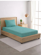 Solid Teal Green Thermal Single Bedsheet with Matching Pillow Cover (60x90 inches)