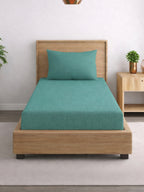 Solid Teal Green Thermal Single Bedsheet with Matching Pillow Cover (60x90 inches)