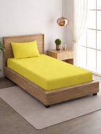 Solid Yellow Thermal Single Bedsheet with Matching Pillow Cover (60x90 inches)