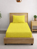 Solid Yellow Thermal Single Bedsheet with Matching Pillow Cover (60x90 inches)
