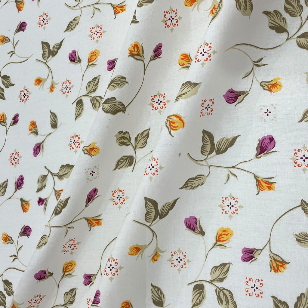 White Floral Print Pure Cotton 160 TC Single Bedsheet with 1 Pillow Cover (60x90 Inches)