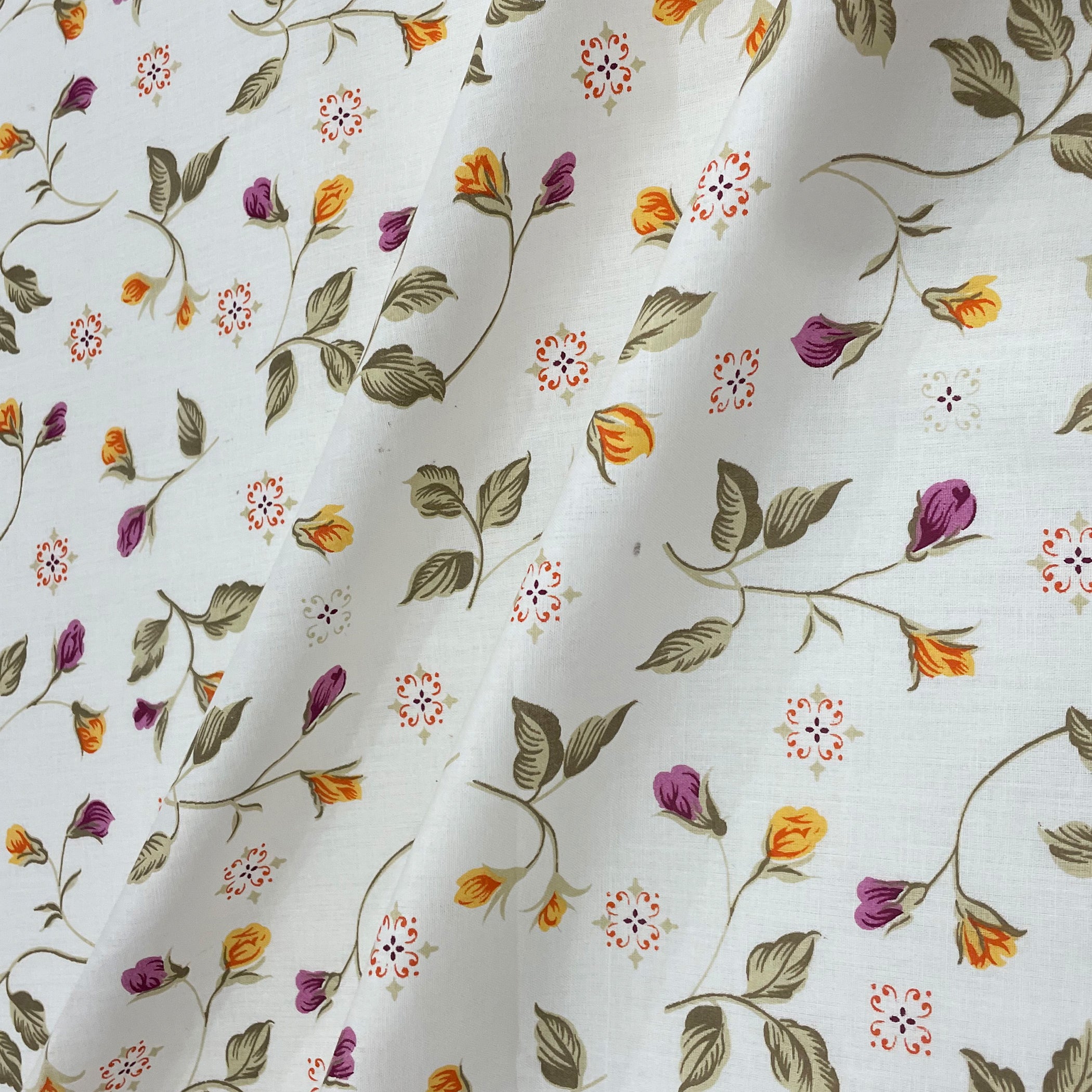 White Floral Print Pure Cotton 160 TC Single Bedsheet with 1 Pillow Cover (60x90 Inches)