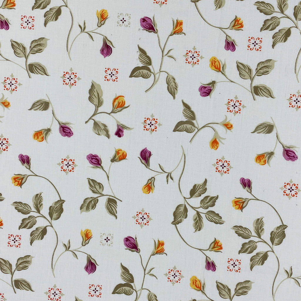 White Floral Print Pure Cotton 160 TC Single Bedsheet with 1 Pillow Cover (60x90 Inches)
