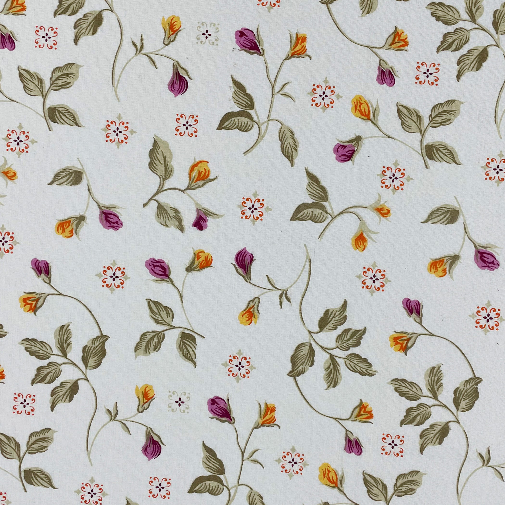 White Floral Print Pure Cotton 160 TC Single Bedsheet with 1 Pillow Cover (60x90 Inches)