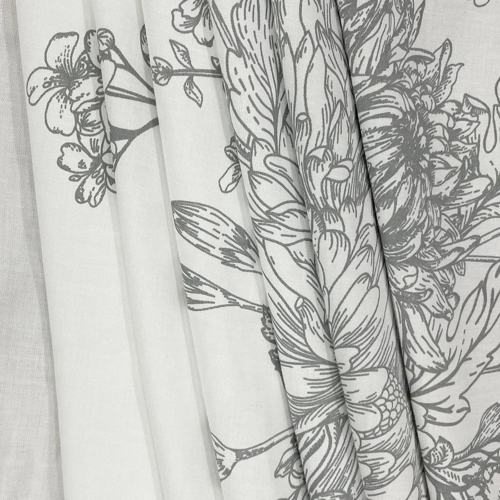 White Floral Printed 250 TC Cotton Single Bedsheet with Matching 1 Pillow Cover (60x90 Inches)