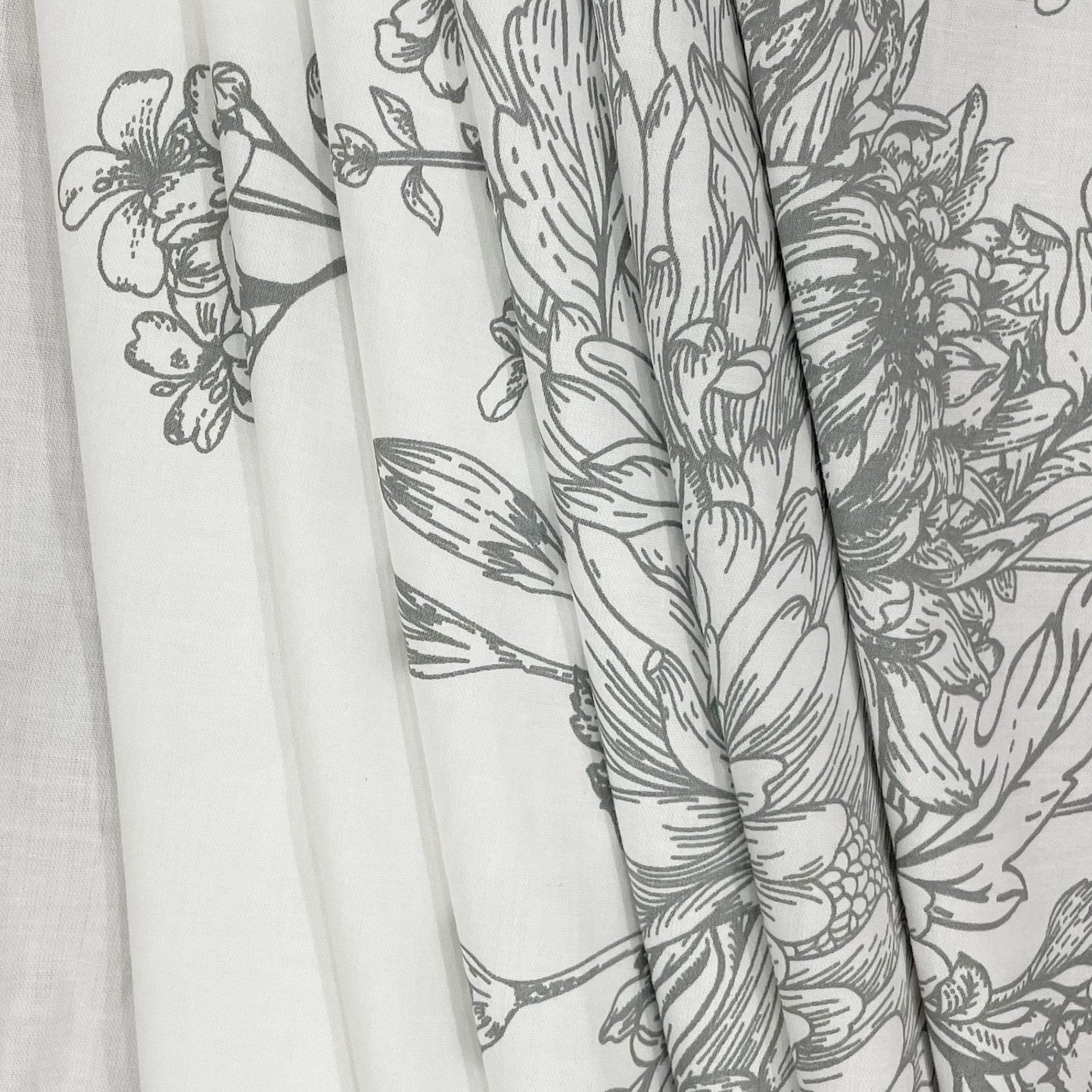 White Floral Printed 250 TC Cotton Single Bedsheet with Matching 1 Pillow Cover (60x90 Inches)