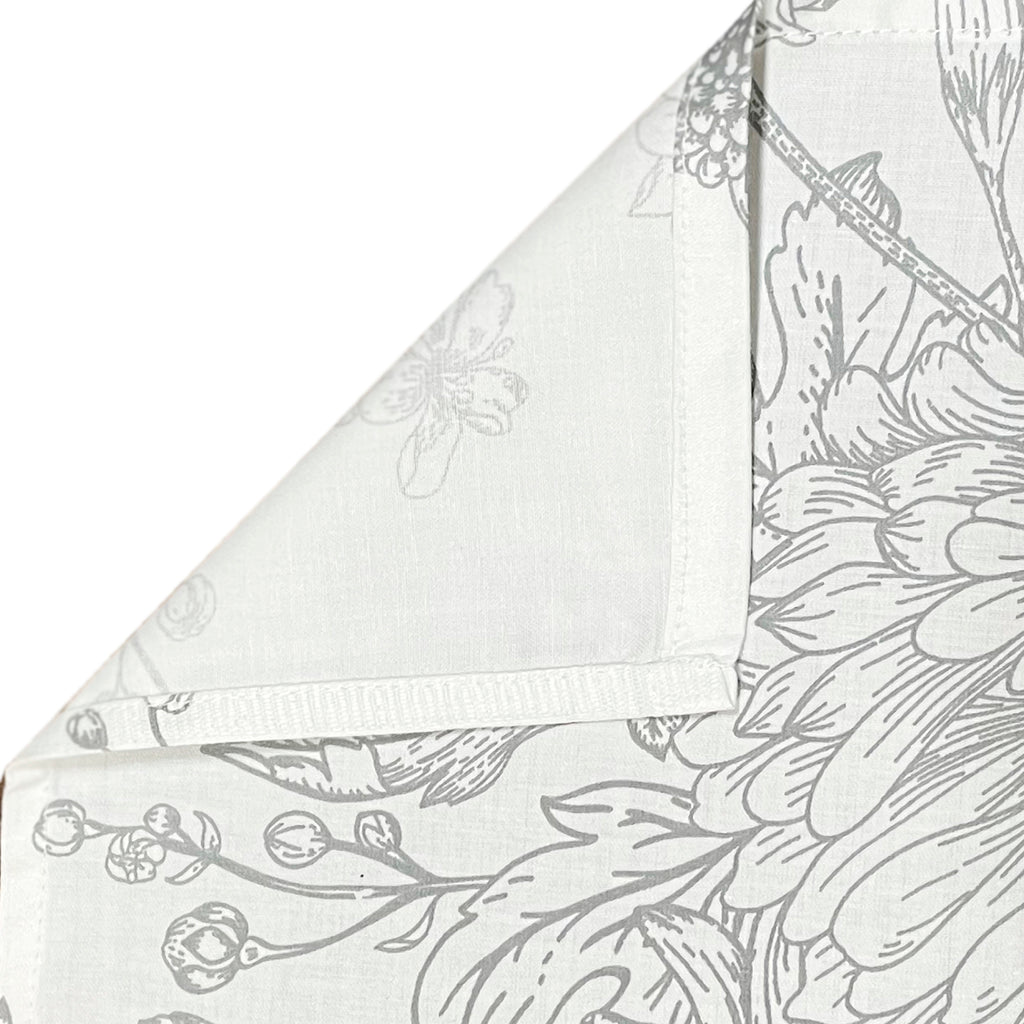 White Floral Printed 250 TC Cotton Single Bedsheet with Matching 1 Pillow Cover (60x90 Inches)