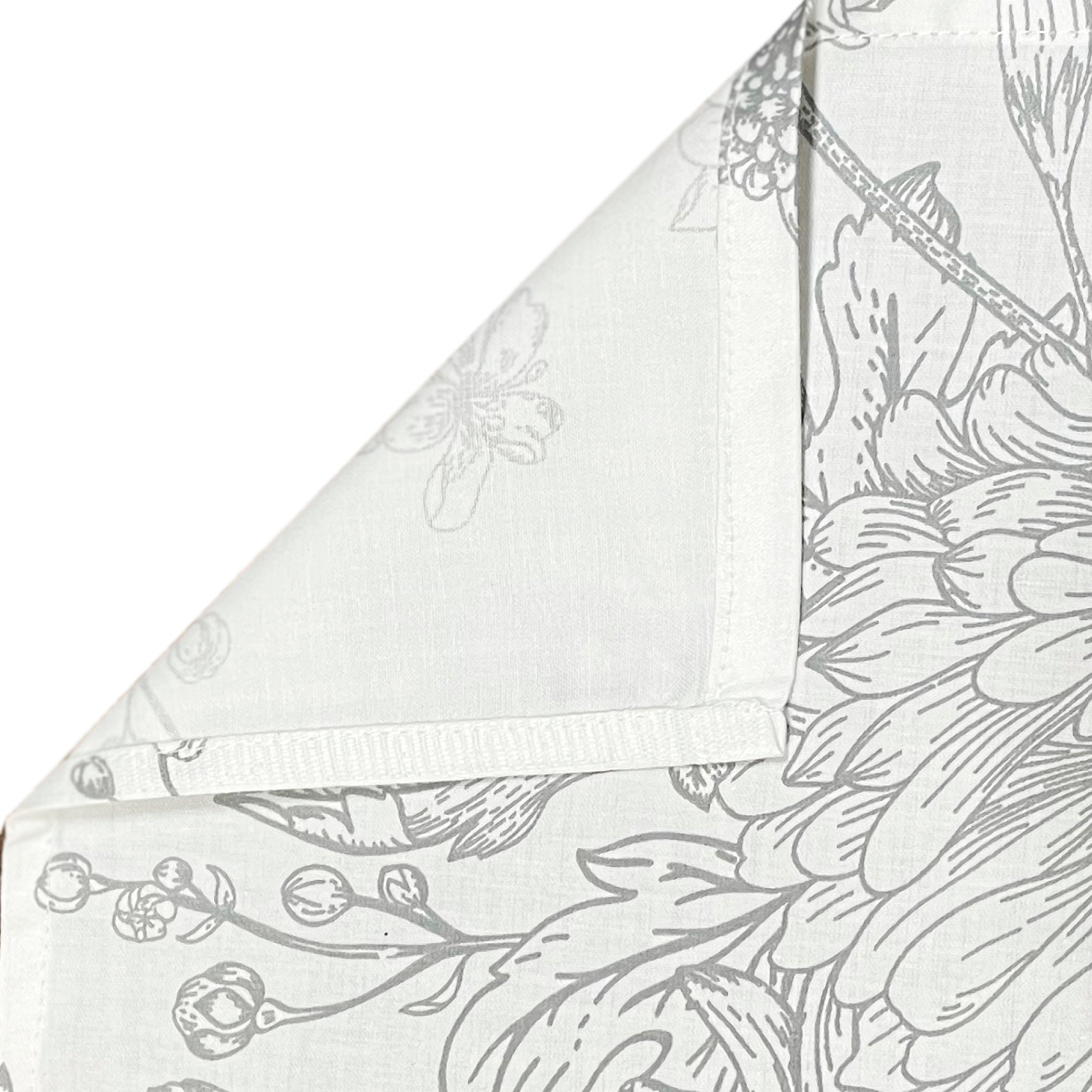 White Floral Printed 250 TC Cotton Single Bedsheet with Matching 1 Pillow Cover (60x90 Inches)