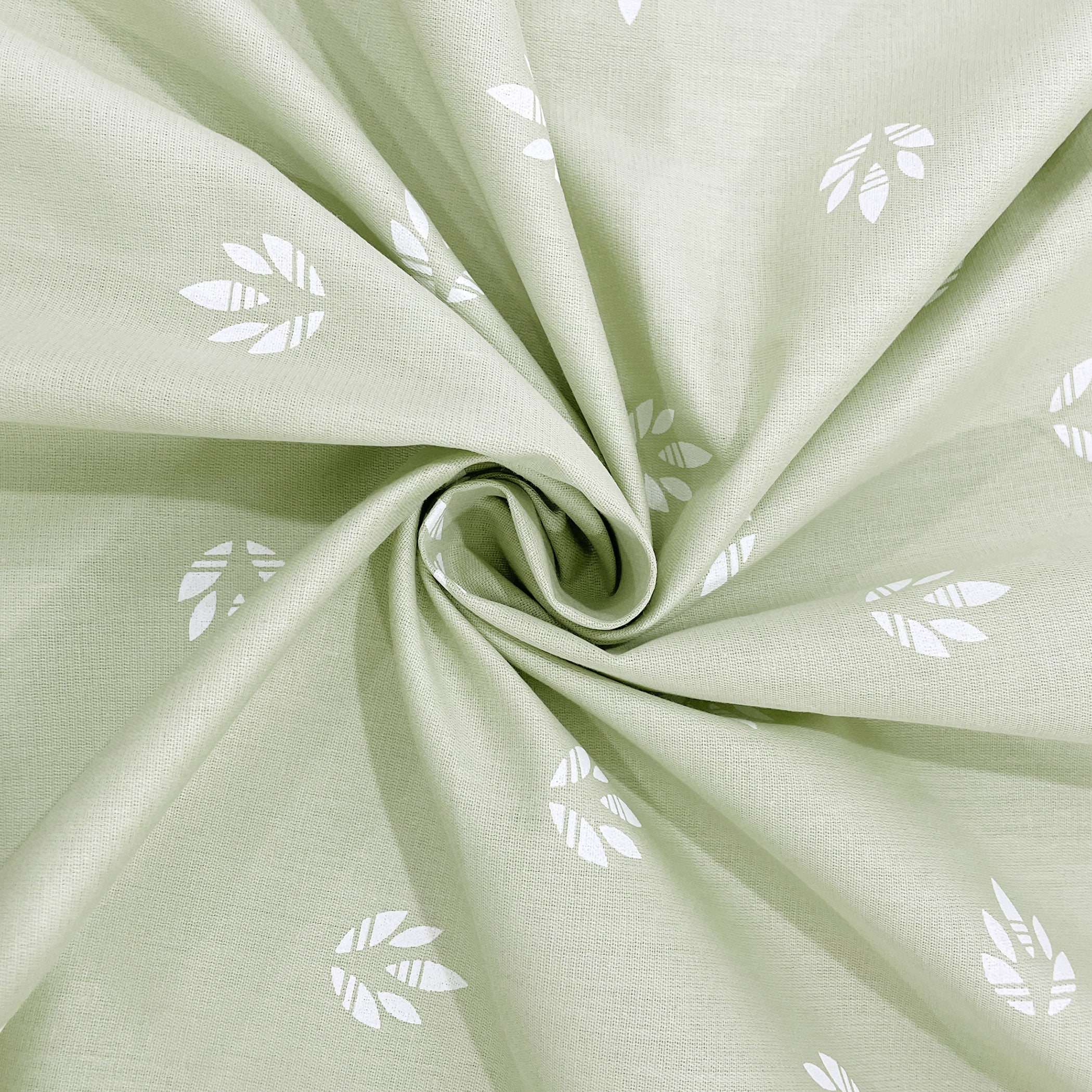 Sage Leaf Whisper Cotton Single Bedsheet with 1 Pillow Cover 250TC - Soft Pastel Green (60x90 inches)