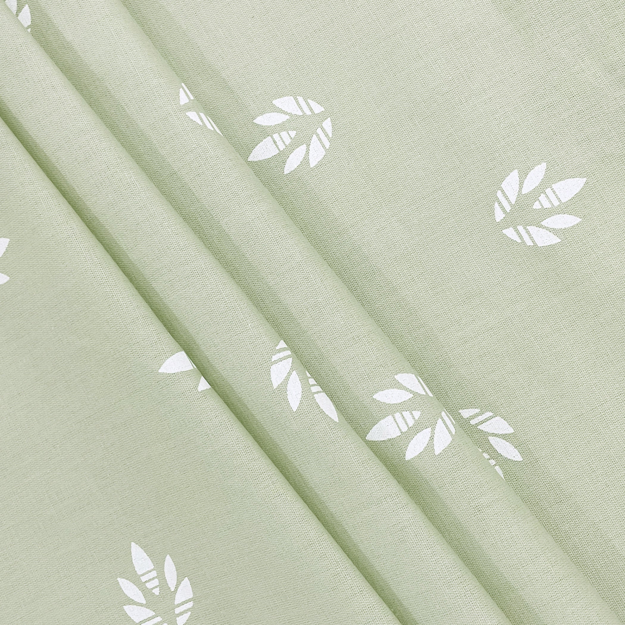 Sage Leaf Whisper Cotton Single Bedsheet with 1 Pillow Cover 250TC - Soft Pastel Green (60x90 inches)