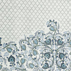 Cotton Single Bedsheet with 1 Pillow Covers 250TC - Blue & White Ethnic Floral Print (60x90 inches)