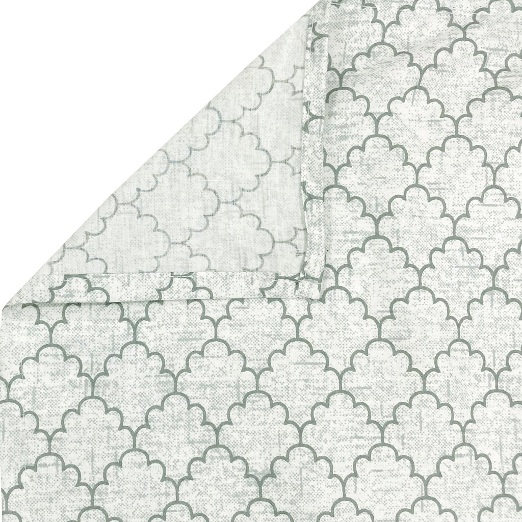 Cotton Single Bedsheet with 1 Pillow Covers 250TC - Blue & White Ethnic Floral Print (60x90 inches)