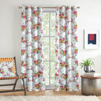 Ivory Rose Garland 240 GSM Polyester 80% Blackout Eyelet Curtain