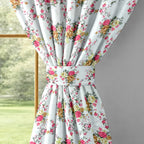 Ivory Rose Garland 240 GSM Polyester 80% Blackout Eyelet Curtain